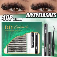 Kits d'extension de cils DIY : Cils en grappe segmentés 30P 40P 80P, courbure C D, 8-16mm