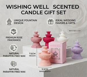<span class=keywords><strong>Bougie</strong></span> parfumée <span class=keywords><strong>Fontaine</strong></span> de Vœux en cire de soja à la <span class=keywords><strong>rose</strong></span>, cadeau de mariage, cadeau pour demoiselle d'honneur, décoration artistique pour la maison, boîte personnalisée - Product Image 1
