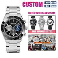 Fabricant de montres chronographes personnalisées, conception de moule privé, montre à quartz, montre-bracelet pour homme, service ODM, échantillon disponible