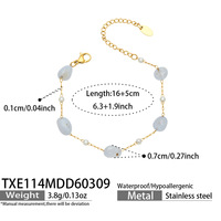 Ensemble collier et bracelet en pierres naturelles colorées unisexe, en acier inoxydable plaqué or 18 carats, bijoux de mode de niche pour superposition, vente en gros