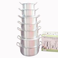Ensemble de casseroles en aluminium 7 pièces, best-seller pour la cuisine, avec couvercles en aluminium et finition sablée, pour restaurants
