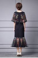 Grande taille femmes robe de soirée 2025 printemps été mariée mère Sexy Tulle maille broderie Patchwork Midi noir blanc robe moulante