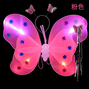 Ailes à Paillettes Lumineuses LED Brillant Fête Filles Anniversaire Petite Fée Bébé Vente en Gros Déguisement Papillon Baguette Magique Bandeau Costume - Product Image 5