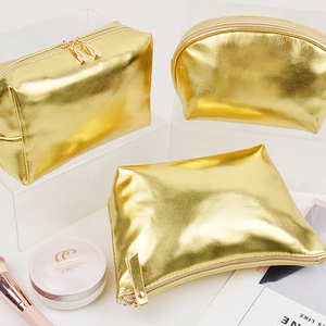 Custom <strong>Gold</strong> Shining Full PU Texture Handheld Makeup <strong>Bag</strong> High Appearance Value Light Luxury Simple Portable Storage <strong>Cosmetic</strong> <strong>Bags</strong> - Product Image 4