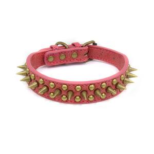 Nuevo diseño, Collar de perro de estilo Punk, remache de punta de bronce duradero, Material antimordedura de aleación de cuero, patrón sólido, correas para mascotas, collares - Product Image 5