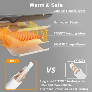<span class=keywords><strong>Couverture</strong></span> <span class=keywords><strong>chauffante</strong></span> en flanelle de qualité supérieure PTC/NTC, taille Queen, ultra douce, <span class=keywords><strong>couverture</strong></span> électrique, 10 niveaux de chauffage, double commande, peluche, chauffage rapide - Product Image 4