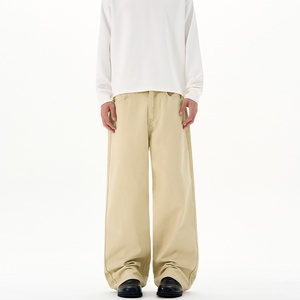 Jeans de Hombre de Cintura Media para Otoño, Lavado Medio, Color Sólido, de Alta Gama, Corte Holgado, Pierna Ancha, Rectos, Casuales - Product Image 6