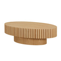 Table basse artisanale moderne en forme d'ellipse pour salon, petite table basse ovale avec piétement robuste