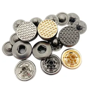 Garment Accessories Engraved Press Logo Metal Clothes Buttons Custom Metal Button With Logo Snaps For Leather Coats