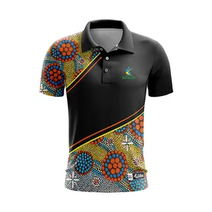 Australië Aboriginal Kleurrijke Polo Shirt Ontwerpen Custom Gesublimeerd Aboriginal Art Mannen Polo Shirts