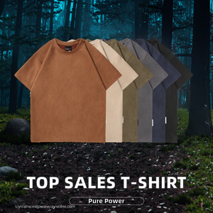 T-shirt Homme Vintage en Daim <span class=keywords><strong>et</strong></span> <span class=keywords><strong>Laine</strong></span>, Coupe Oversize, 260 GSM, Respirant, Épaules Tombantes, Sérigraphie, 6 Couleurs Unies, Vierge, Meilleures Ventes - Product Image 4