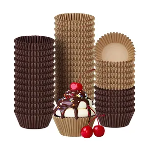Hitam dan Coklat 1000 Buah/Paket Menyusut Ukuran Kustom Logo Oven-aman Tahan Minyak Cupcake Liners Kertas Pembungkus Muffin Baking Cups