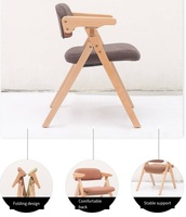 Chaise pliante en bois rembourrée douce avec siège et dossier rembourrés confortables Cadre et accoudoirs en bois naturel pour bureau à domicile