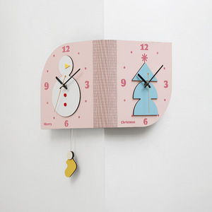 Double-Sided Corner Wall <b>Clock</b> Christmas Theme <b>Battery</b> Powered Irregular Shape For Home Living Room - Product Image 5