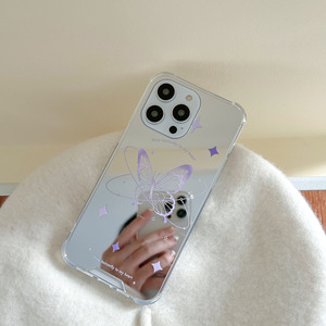 Papillon Mode Femmes Téléphone Cas Maquillage Miroir Couverture Arrière TPU pour Huawei pour iPhone - Product Image 3