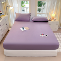 Drap-housse uni anti-acariens 100 % coton pour lits King et Queen, parure de lit complète