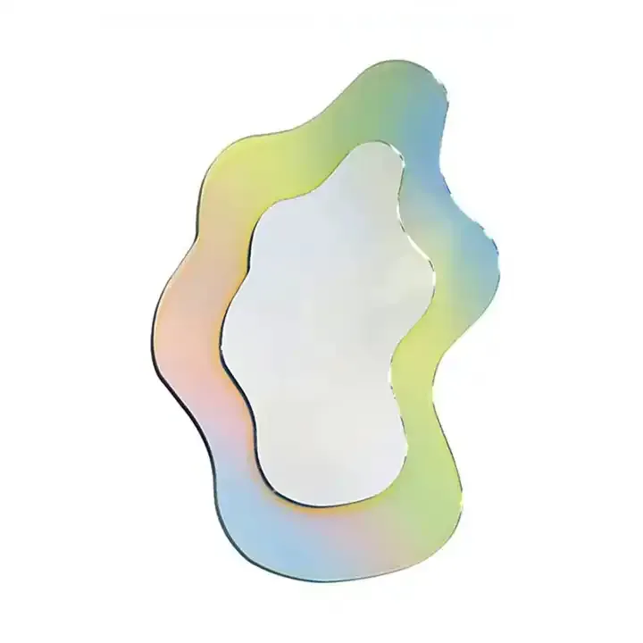 Wholesale Wavy Acrylic Iridescent Decorative Colorful Mirror Makeup Mirror Rainbow Irregular Shapes Acrylic Mirror
