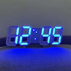 Jam alarm LED digital 3d, jam dinding elektronik, lampu, jam meja, termometer, jam dinding ruang tamu, Jam alarm LED digital 3d, kecerahan peredupan otomatis