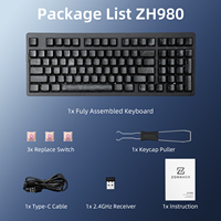 Teclado Mecánico Transparente ZORNHER ZH980 con Teclas de Diseño de Telaraña, Teclado Inalámbrico Tri-Modo para Juegos de PC