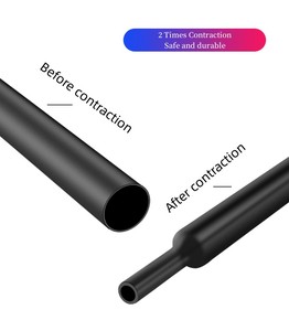 Gaine thermorétractable noire Ashan 2:1 en PE, 2,0 mm, 1KV VW-1, ignifuge, simple paroi, -55°C +125°C, pour câbles - Product Image 2