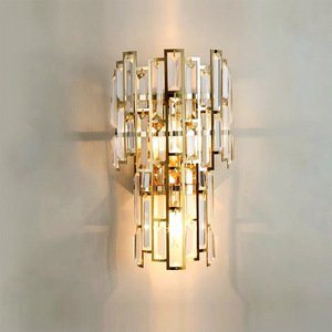 <b>Wall</b> Lights Gold Crystal <b>Wall</b> <b>Sconce</b>, Modern Clear Crystal Bedside <b>Wall</b> Mounted Lamp Decorative <b>Lighting</b> Fixture - Product Image 2