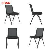 Chaise de formation noire en maille avec structure en acier sans accoudoirs pour salle de réunion, salle de classe, conférence – Vente en gros
