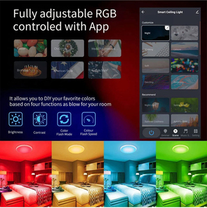 24W 12inch 110V 220V <span class=keywords><strong>Wi</strong></span> <span class=keywords><strong>Fi</strong></span> tuya siêu mỏng Dimmable Trần Đèn rgbcw <span class=keywords><strong>LED</strong></span> màu phòng khách thông minh dẫn ánh sáng Trần - Product Image 6
