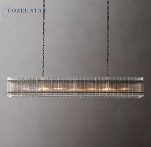 Lustre en verre moderne <span class=keywords><strong>San</strong></span> <span class=keywords><strong>Marco</strong></span> avec pendentifs lustres rectangulaires LED noirs Installation de projet de lampe suspendue à hauteur réglable - Product Image 5