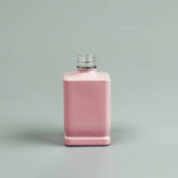 Bouteille en verre carrée rose de 15 ml de haute qualité pour vernis à ongles, avec bouchon et pinceau, logo personnalisé, estampage doré