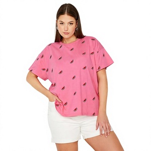 Camiseta Informal Holgada de Cuello Redondo para Mujer, Camiseta Ligera de Manga Corta, Top Moderno de Verano, Ropa al por Mayor de Marca Personalizada - Product Image 1