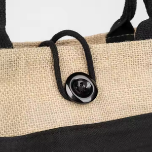 Sac fourre-tout réutilisable en jute avec poignées en coton, motif dessin animé en lin et chanvre, sérigraphié, style mode, promotionnel - Grande Vente - Product Image 5