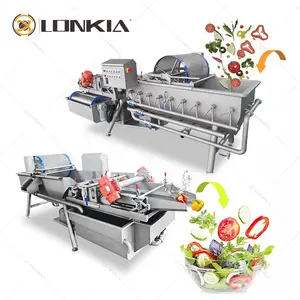 Lonkia Profession Vegetables Washing Line Greens Lettuce Salad Cleaning Vortex Cleaning Air Bubble Cut Vegetables Cleaner
