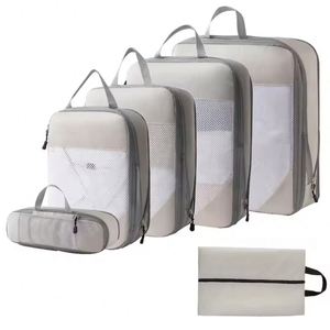 Wholesale Polyester Compression 6 Pcs Mesh Clothes Travel Luggage Organizer Set Packing Cubes - Product Image 4