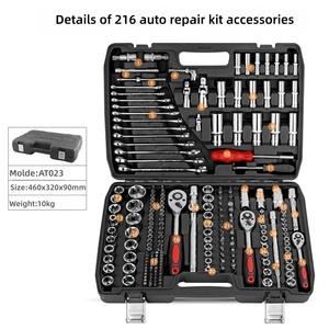 Juego de Herramientas Profesional para Reparación de Automóviles de 216 Piezas, Acero al Cromo Vanadio OEM, Estuche Rígido, Operado Manualmente, 46x32x9cm, Juego de Llaves de Tubo con Trinquete - Product Image 5