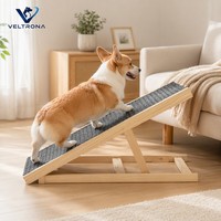 Rampe pour animaux de compagnie en bois réglable avec surface antidérapante, marches pliables pour chien et chat pour lit, canapé et voiture