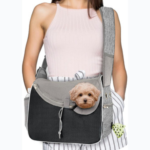 Échantillon gratuit Nouveauté Porte-bébé pour animaux de compagnie en polyester réversible à porter à l'avant réglable avec sac pour téléphone Maille respirante Cordon de serrage - Product Image 6