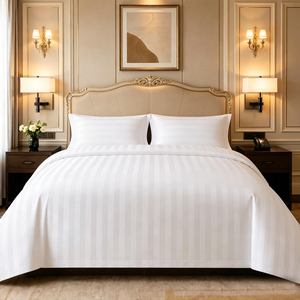<span class=keywords><strong>Set</strong></span> di Biancheria da Letto a Righe di Lusso per Hotel, 4 Pezzi, 100% Cotone, 300 Fili, Misura King, Traspirante, Ecologico, Durevole - Product Image 2