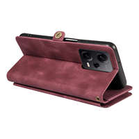 Pour Redmi Note 12 Pro 5G étui en cuir sangle fermeture éclair pochette portefeuille 9 fentes pour cartes béquille couverture de téléphone