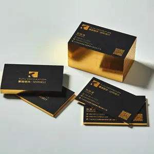 Custom Visiting Card Luxury Black Embossed Business Card Printing With Gold Foil Stamping