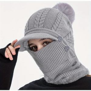 Ensemble bonnet, écharpe et masque pour <span class=keywords><strong>femme</strong></span> d'hiver, chaud et épais, bonnet de <span class=keywords><strong>ski</strong></span>, chaleur pour la tête et le cou, protège-oreilles et protège-visage - Product Image 6