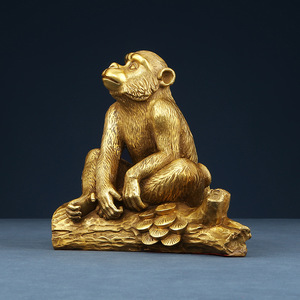 Brass Monkey Figurine Copper Craft <b>Desk</b> Decor Home Office Gift Opening Ceremony - Product Image 2
