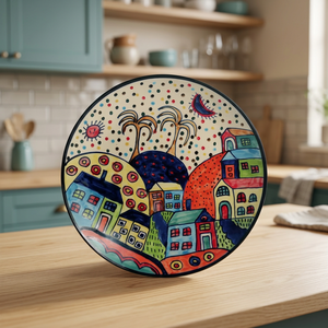 Handmade Ceramic Bohemian Wall <b>Plate</b> Round 400mm Decorative Art Dish for Home Interior Design - Product Image 1