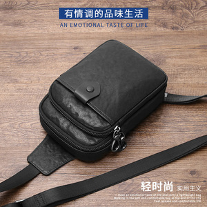 Men's Genuine Leather Chest <b>Bag</b> Top Layer Cowhide Single Shoulder <b>Bag</b> Fashionable Solid Color Crossbody <b>Bag</b> Business Travel - Product Image 3