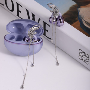 Clip d'oreille dynamique papillon ajouré à longues pampilles <span class=keywords><strong>avec</strong></span> fonction écouteur Bluetooth, bijou de mode féminin pour le quotidien - Product Image 4