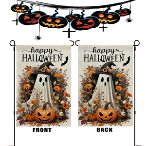 Personnalisé 12x18 ''Halloween Jardin Drapeau Durable Numérique Imprimé Polyester <span class=keywords><strong>Toile</strong></span> <span class=keywords><strong>De</strong></span> <span class=keywords><strong>Jute</strong></span> Double Face <span class=keywords><strong>Fanion</strong></span> Style - Product Image 3