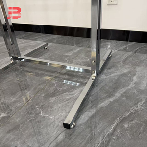 Espositore Metallico Quadrato per <span class=keywords><strong>Negozio</strong></span> di <span class=keywords><strong>Abbigliamento</strong></span> con 6 Bracci Dritti, Appendiabiti Cromato per Boutique - Product Image 5