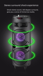 GY8802 Altavoz <span class=keywords><strong>y</strong></span> Bocina Amplificada, Altavoces Grandes para Exteriores, Fiesta de DJ, Altavoz con Ruedas Doble de 8 Pulgadas con Micrófono Inalámbrico - Product Image 3