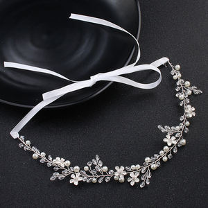 إكسسوارات شعر كورية رائعة من الكريستال، زينة شعر على شكل زهرة، إكسسوارات فستان زفاف ذهبية وردية، عصابة رأس للعروس مصنوعة يدويًا من اللؤلؤ - Product Image 4