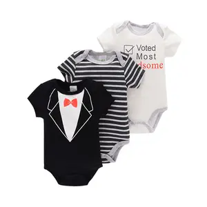 100% estivi in cotone neonato per bambini e bambine set di tutine a maniche corte alla moda vestiti per bambini 3 pezzi