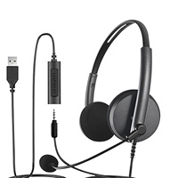 Casque de centre d'appels USB Logitech K109DU à succès avec câble de 1,8 m, codecs AAC et principe vocal dynamique ENC